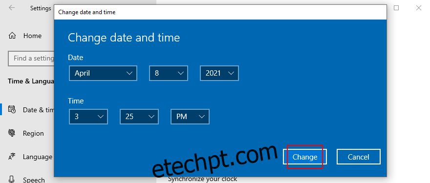 O Windows 10 mostra como alterar a data e a hora
