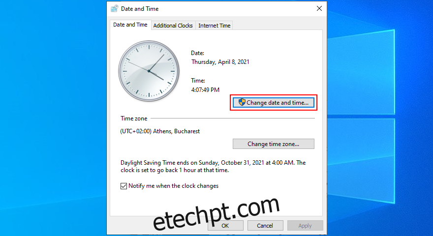 O Windows 10 mostra como alterar a data e a hora