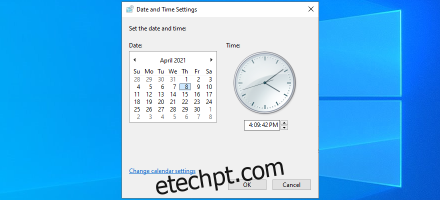 O Windows 10 mostra como definir a data e a hora
