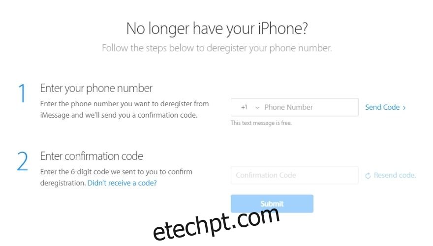Como apagar o iPhone - Cancele o registro do iMessage usando o site da Apple