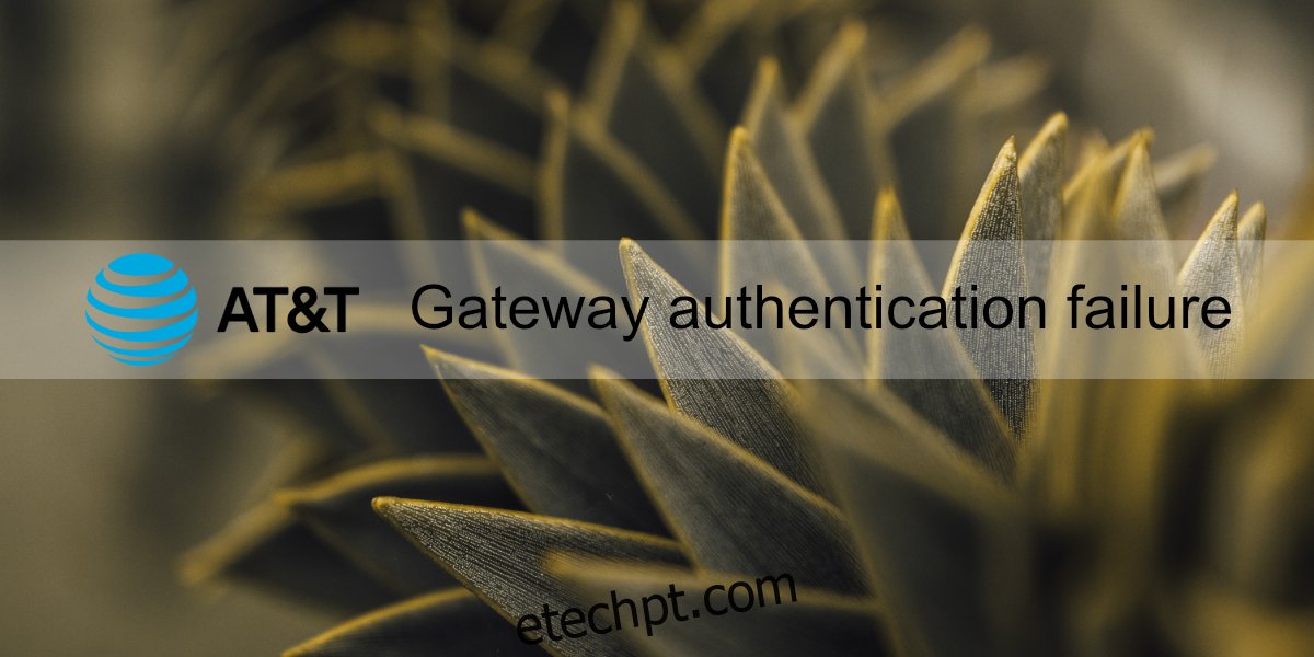 falha de autenticação de gateway