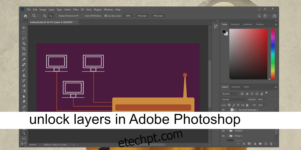 desbloquear camadas no Adobe Photoshop