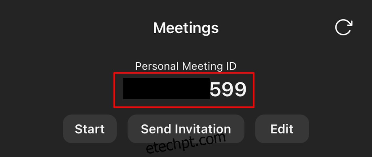 zoom ID da reunião pessoal 