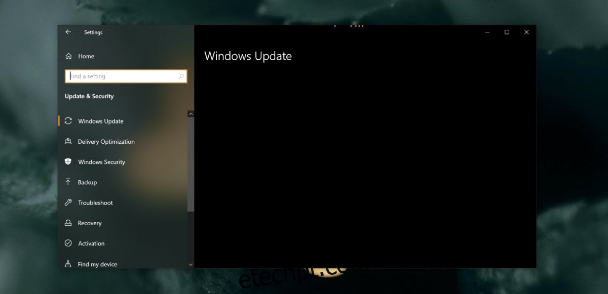 A atualização do Windows e a guia de segurança não carregam