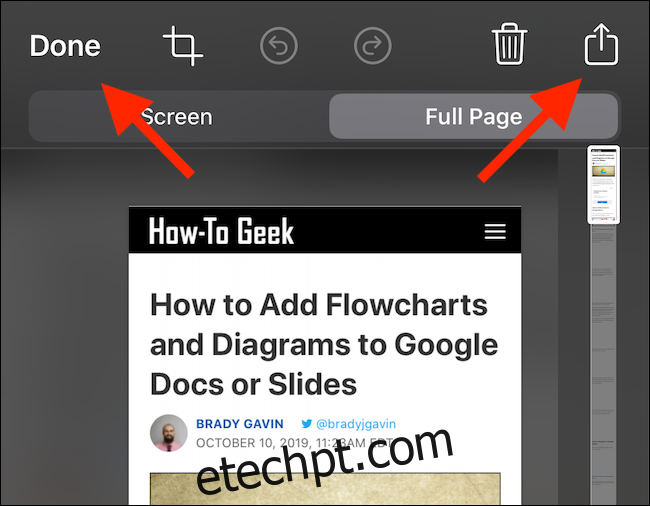 Toque no botão Compartilhar para exportar o PDF para um aplicativo ou 