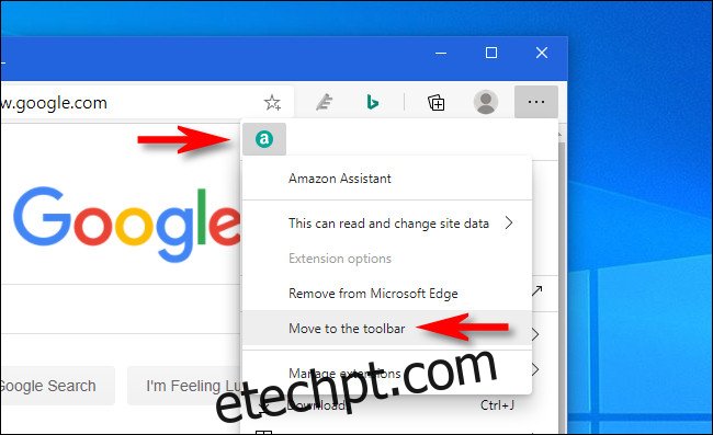 No Edge, clique com o botão direito do mouse no ícone da extensão e selecione 