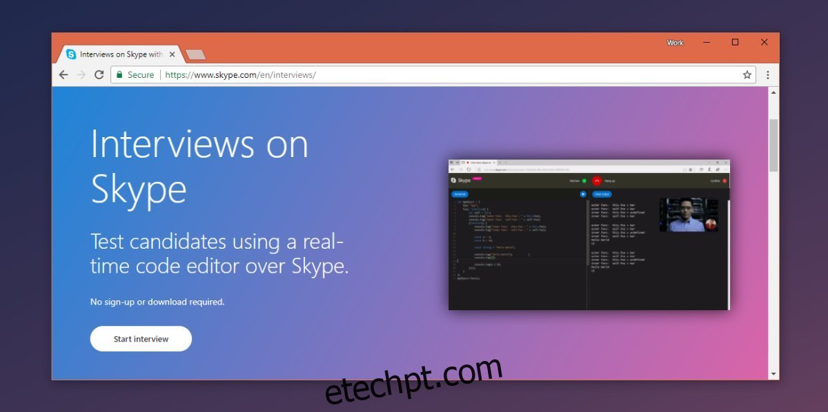 Skype com Editor de Código: Entrevistas de Programação Online!